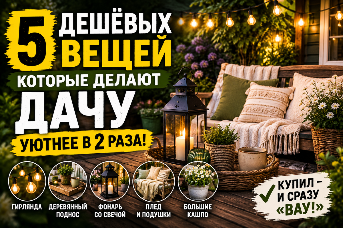 5 дешёвых вещей, которые делают дачу уютнее в 2 раза (купил — и сразу «вау»)