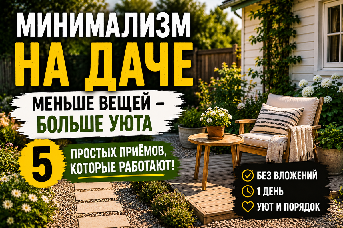 Минимализм на даче: меньше вещей — больше уюта