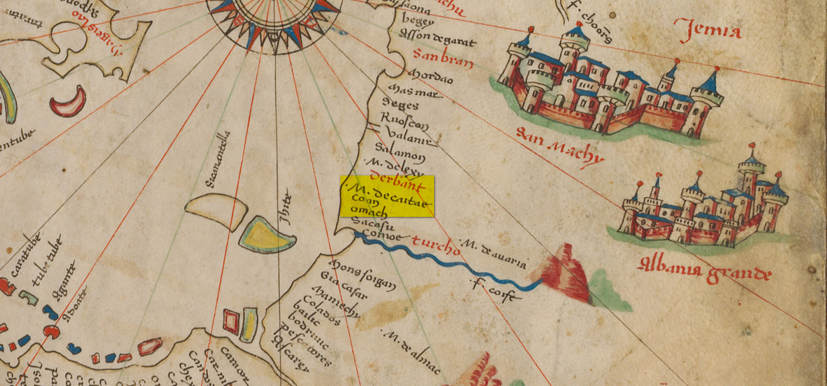 Гора Кайтак_Vesconte Maggiolo. Seeatlas [Alte Welt und Terra Nova], 1519.