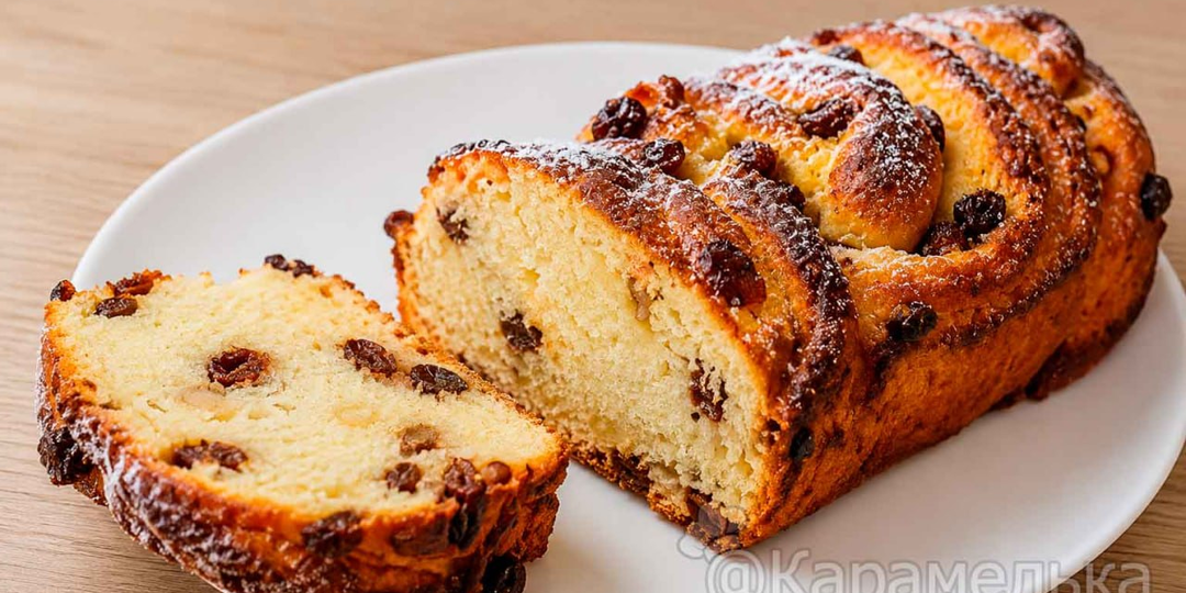 Творожный кекс-рулет с изюмом — мягкий, ароматный и очень вкусный