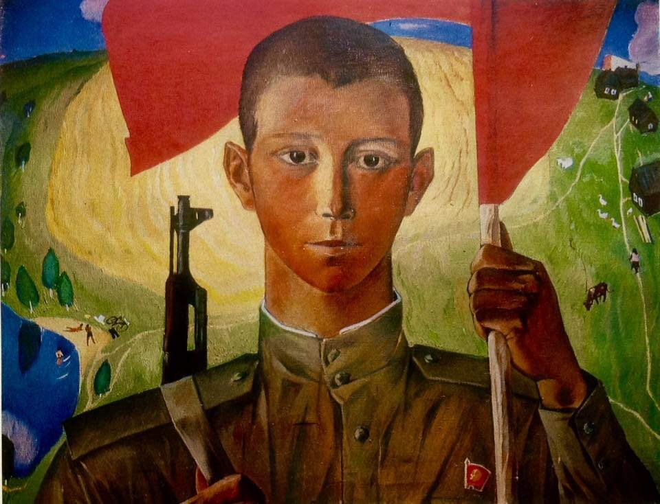Б. Я. Шатохин «Солдат Страны Советов», 1966 год. Холст, масло. Размеры: 72 х 90 см. Фото картины взято из открытого источника.

