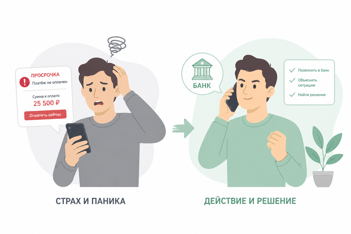 Просрочка — не конец. Один звонок в банк может спасти вашу кредитную историю. Не прячьтесь, действуйте.