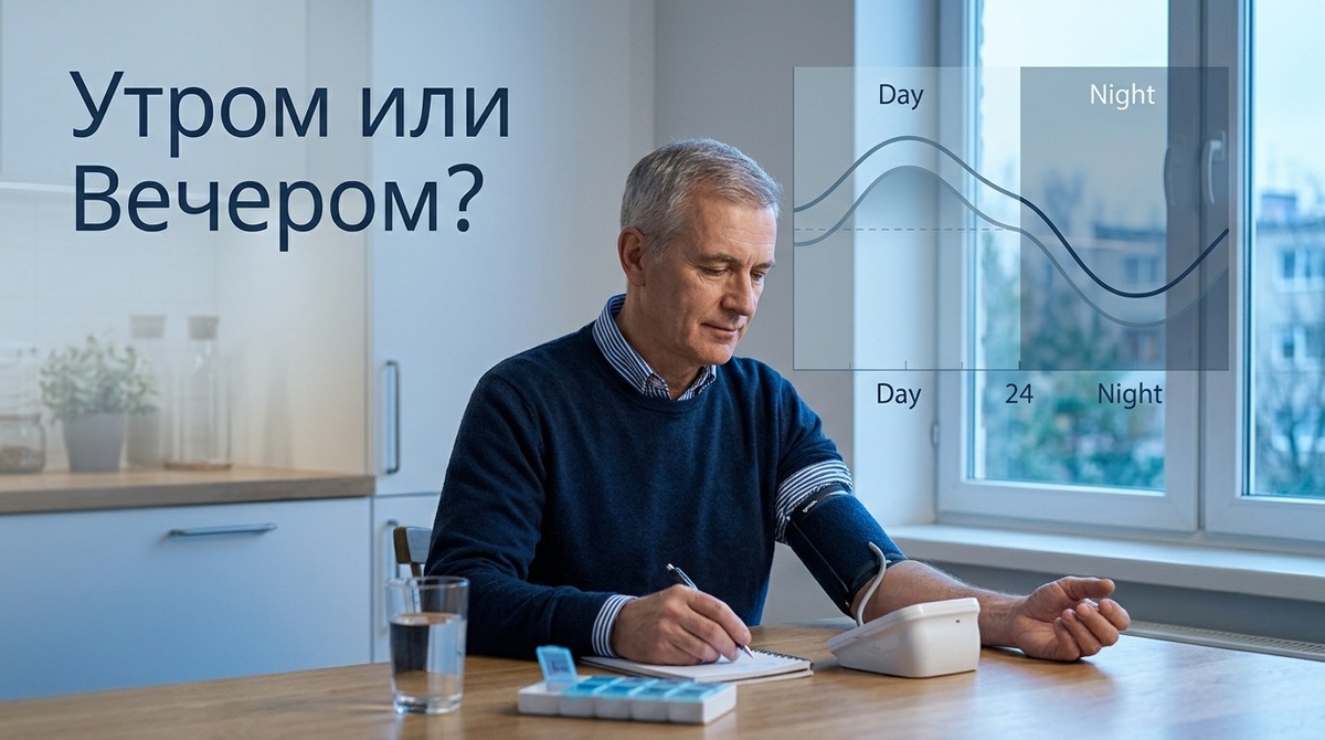 лекарства от давления утром просто по привычке. Но у части пациентов период повышенной нагрузки на сосуды приходится не только на день, а ещё и на ночь