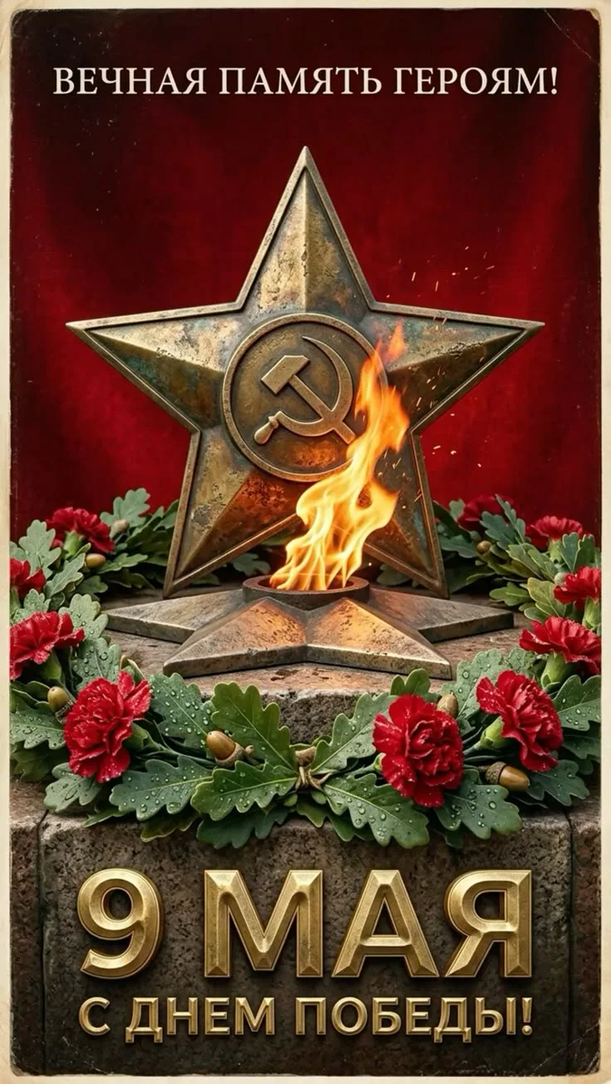 С Днем Великой Победы! 🤍 

В этот день, когда эхо прошлого звучит особенно громко, мы склоняем головы перед теми, кто отстоял свободу нашей земли. Ваша жертва – это не просто страница истории, это живая память, которая учит нас ценить мир превыше всего. 
Пусть этот день будет наполнен не только торжеством, но и тихим, глубоким чувством благодарности, которое мы пронесем через поколения. 
Мира вам, добра и вечной памяти о тех, кто подарил нам будущее.