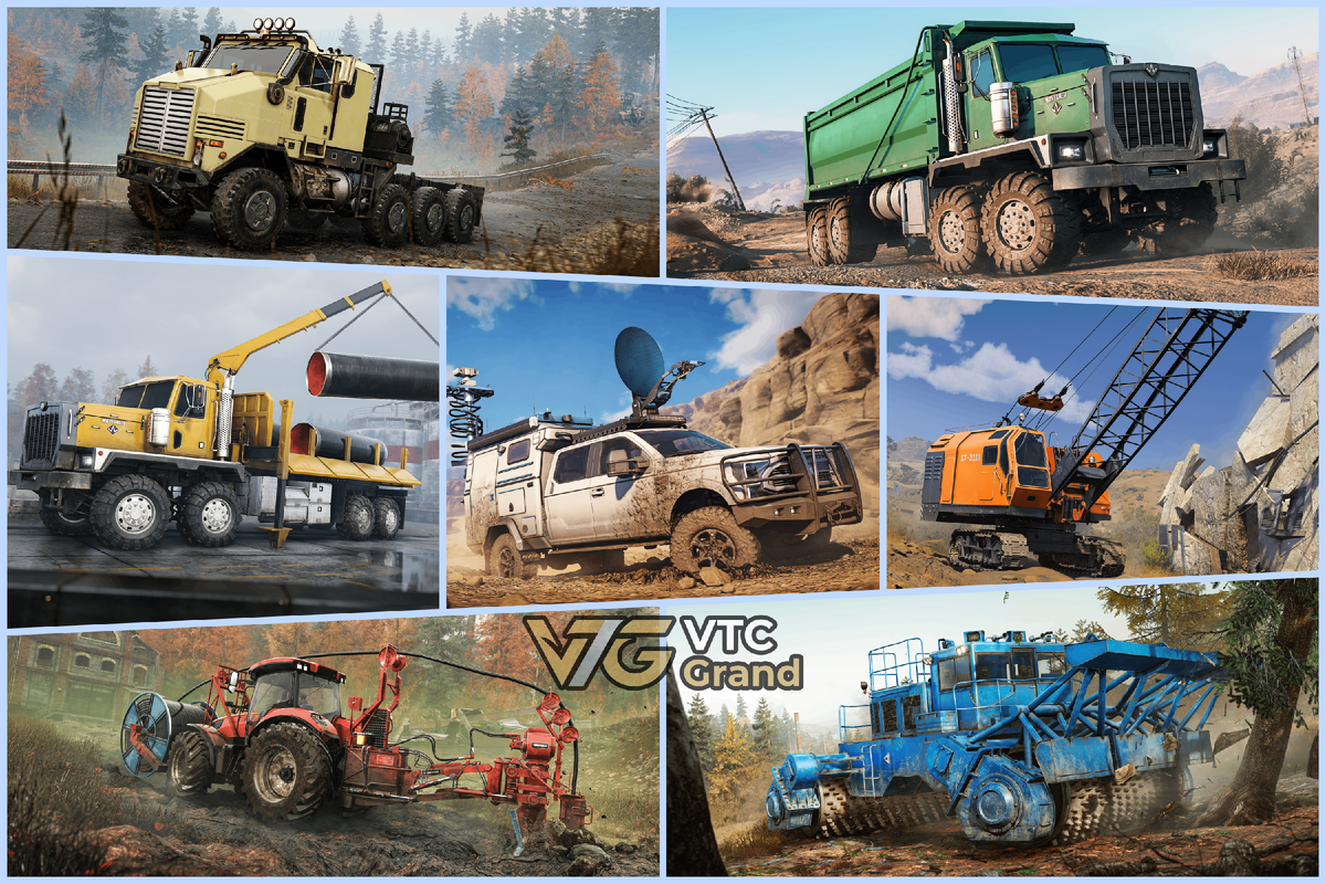 Коллаж техники из дополнения Reclaim для RoadCraft. Изображения в коллажены использованы от разрабочтиков игры RoadCraft (Saber Interactive и Focus Entertainment). 