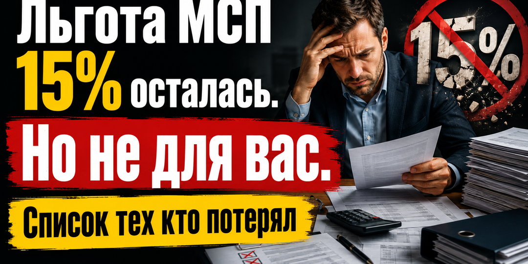 Льгота МСП 15% осталась. Но не для вас. Список тех кто потерял