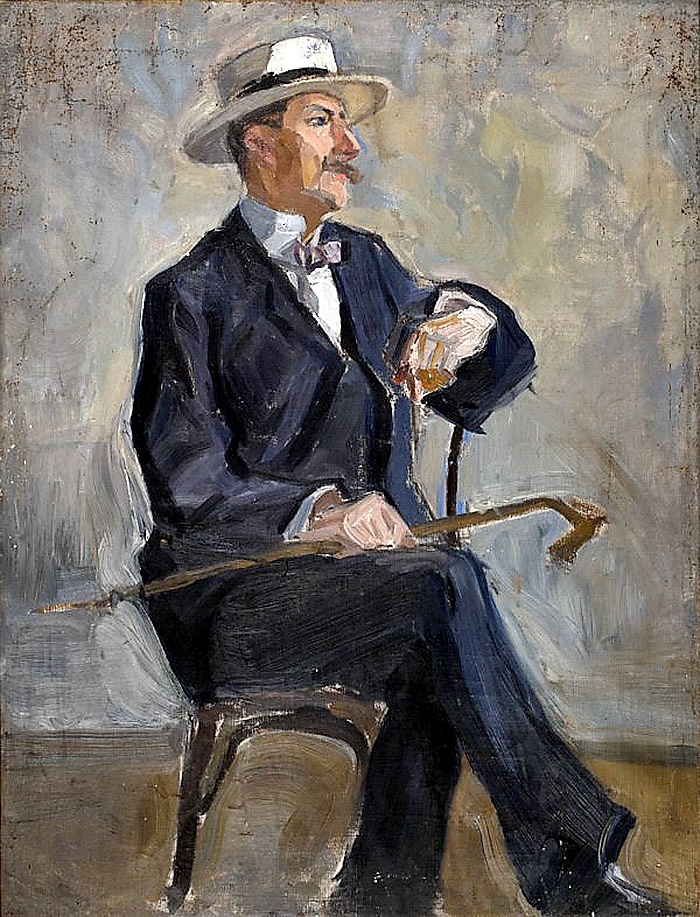 Елена Гуро. «Портрет М. Матюшина», конец 1900-х, золст, масло, 87,5 х 67,3 см, МОК