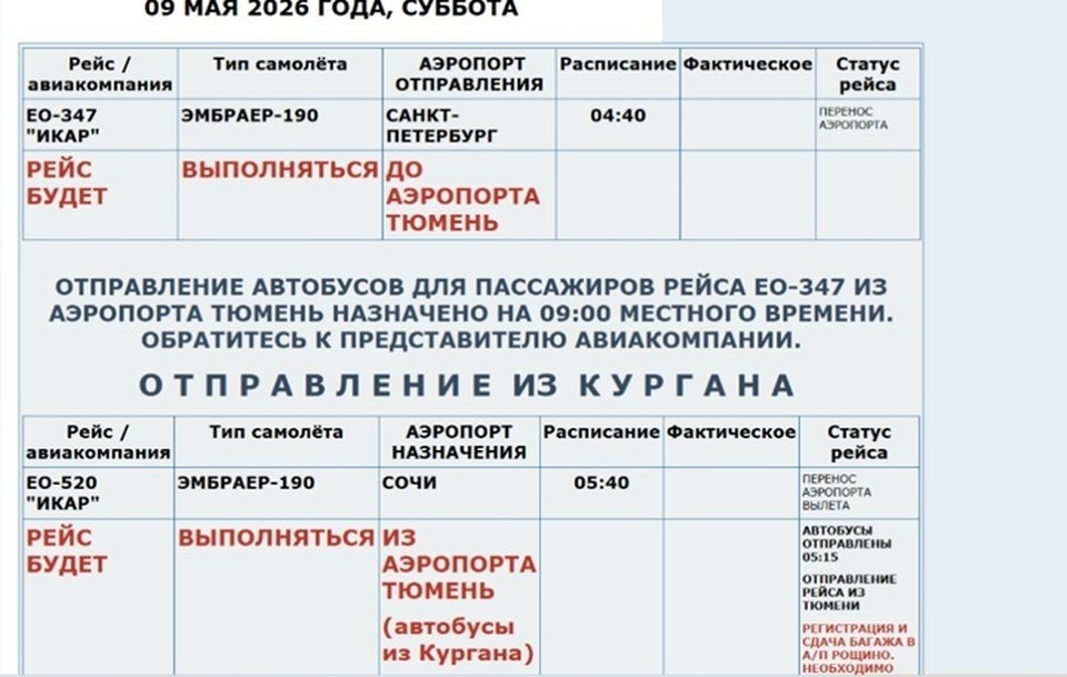    Скрин с сайта аэропорта Кургана
