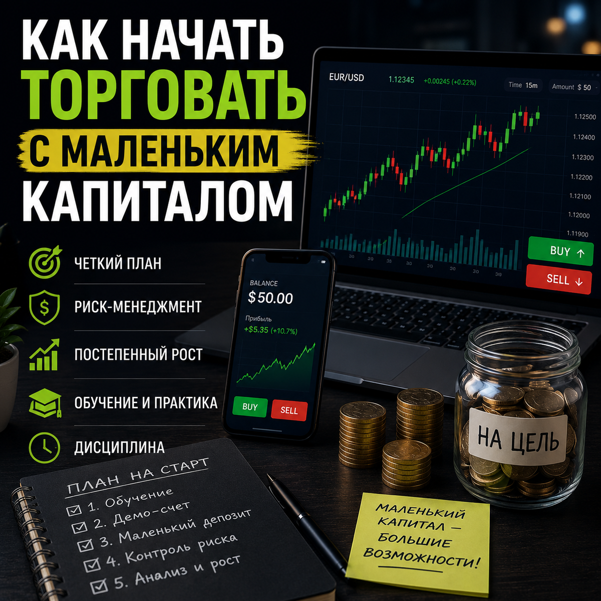 Как начать торговать на Форекс с маленьким капиталом: риск-менеджмент, ошибки новичков, дисциплина и постепенное развитие в трейдинге
