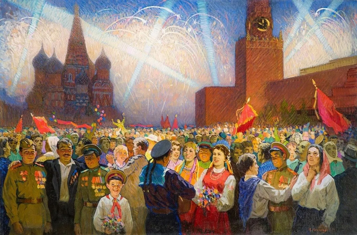 Художник Игнатьев Пётр Михайлович (1923 - 2006)  -  "Салют Победы!", 1970-е