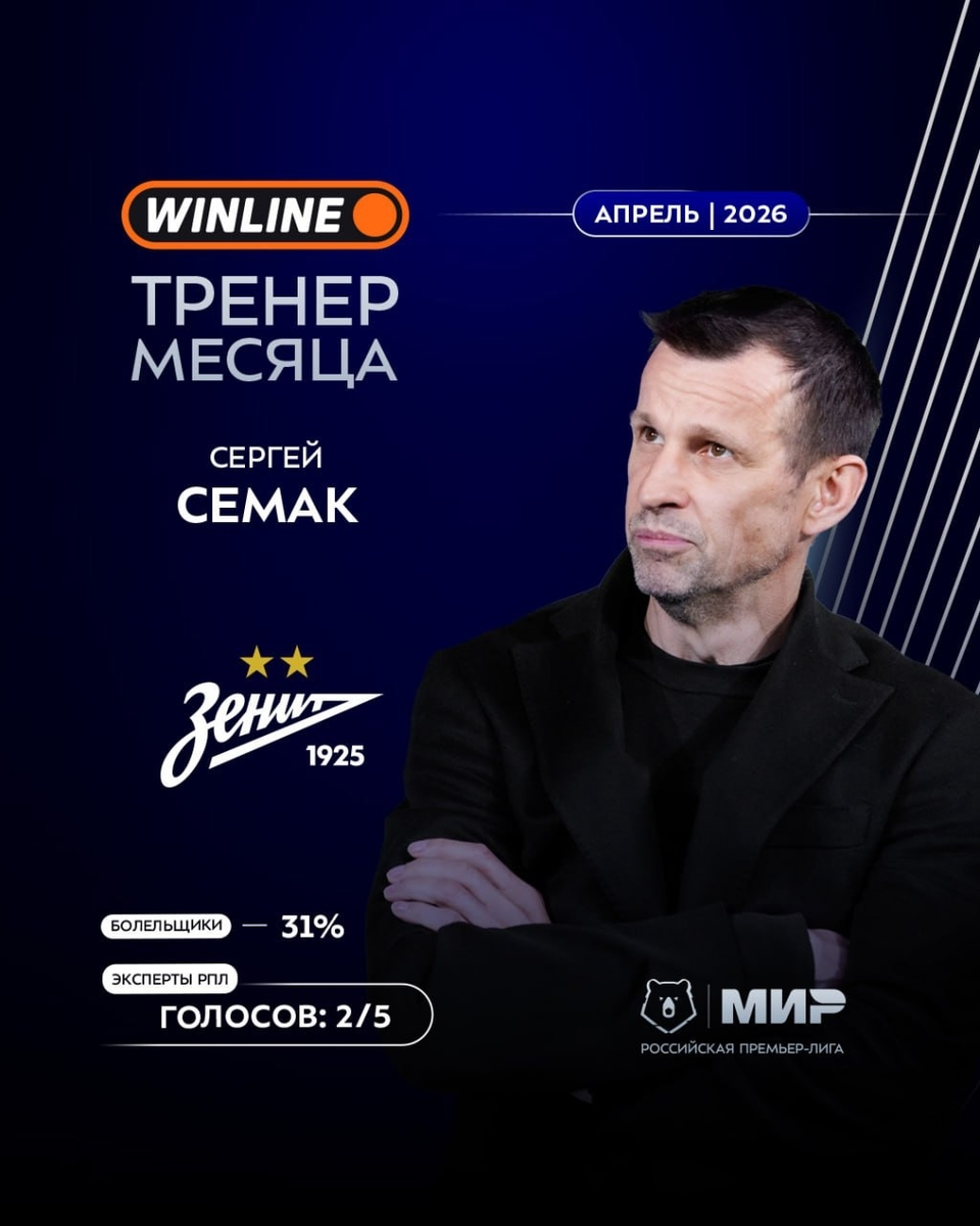 Сергей Семак - лучший тренер апреля МИР РПЛ