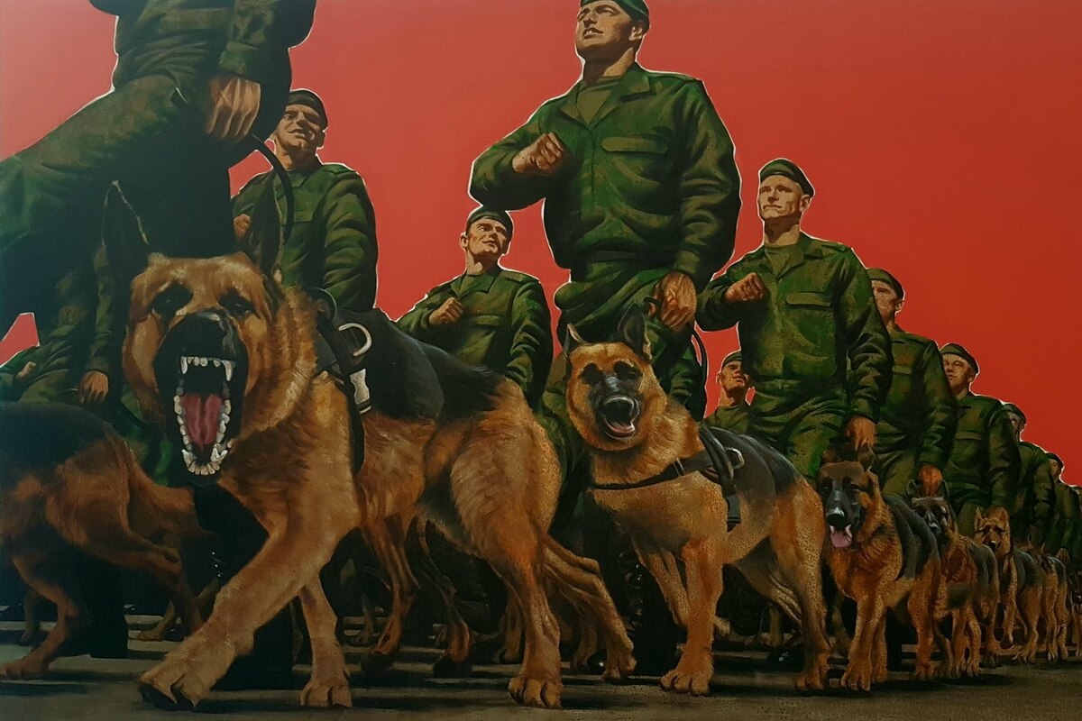 КАРТИНА БЕЛОРУССКОГО ХУДОЖНИКА СЕРГЕЯ АРКАДЬЕВИЧА ГРИНЕВИЧА / СОБАКА БЫВАЕТ КУСАЧЕЙ