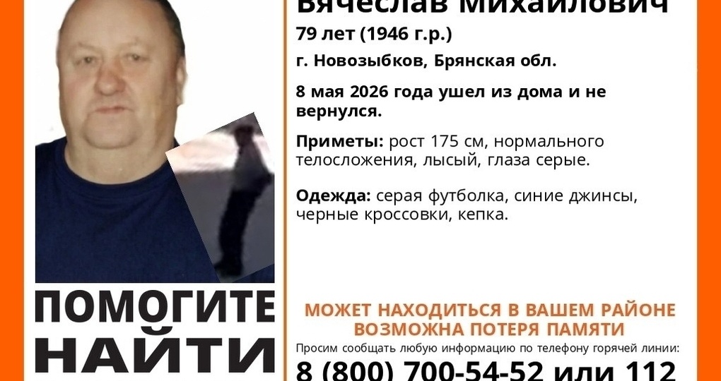 В Брянской области ведутся поиски пропавшего 79-летнего Вячеслава Дорохова