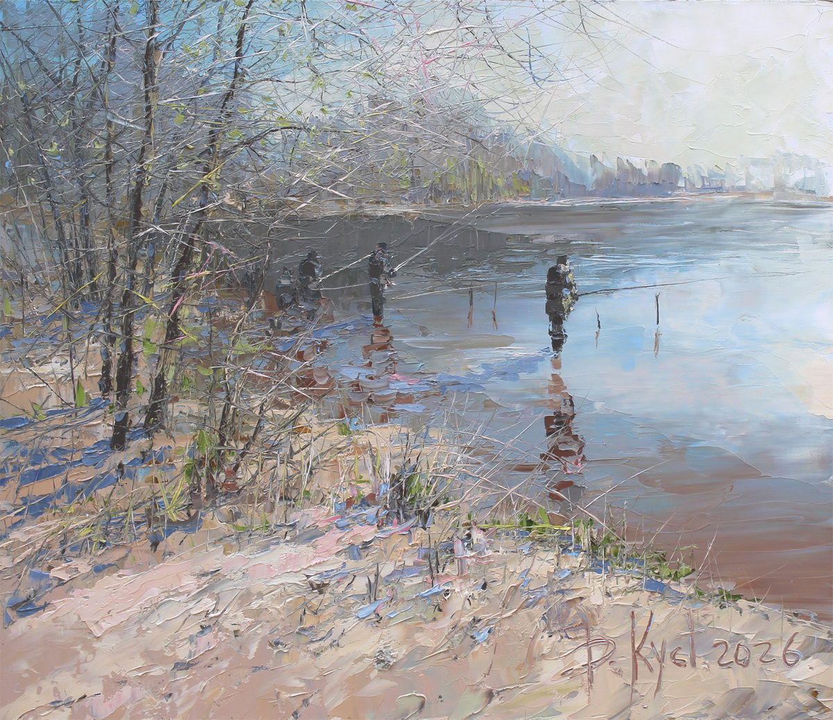 Художник Дмитрий Кустанович. Весенняя рыбалка, 60х70 см, 2026