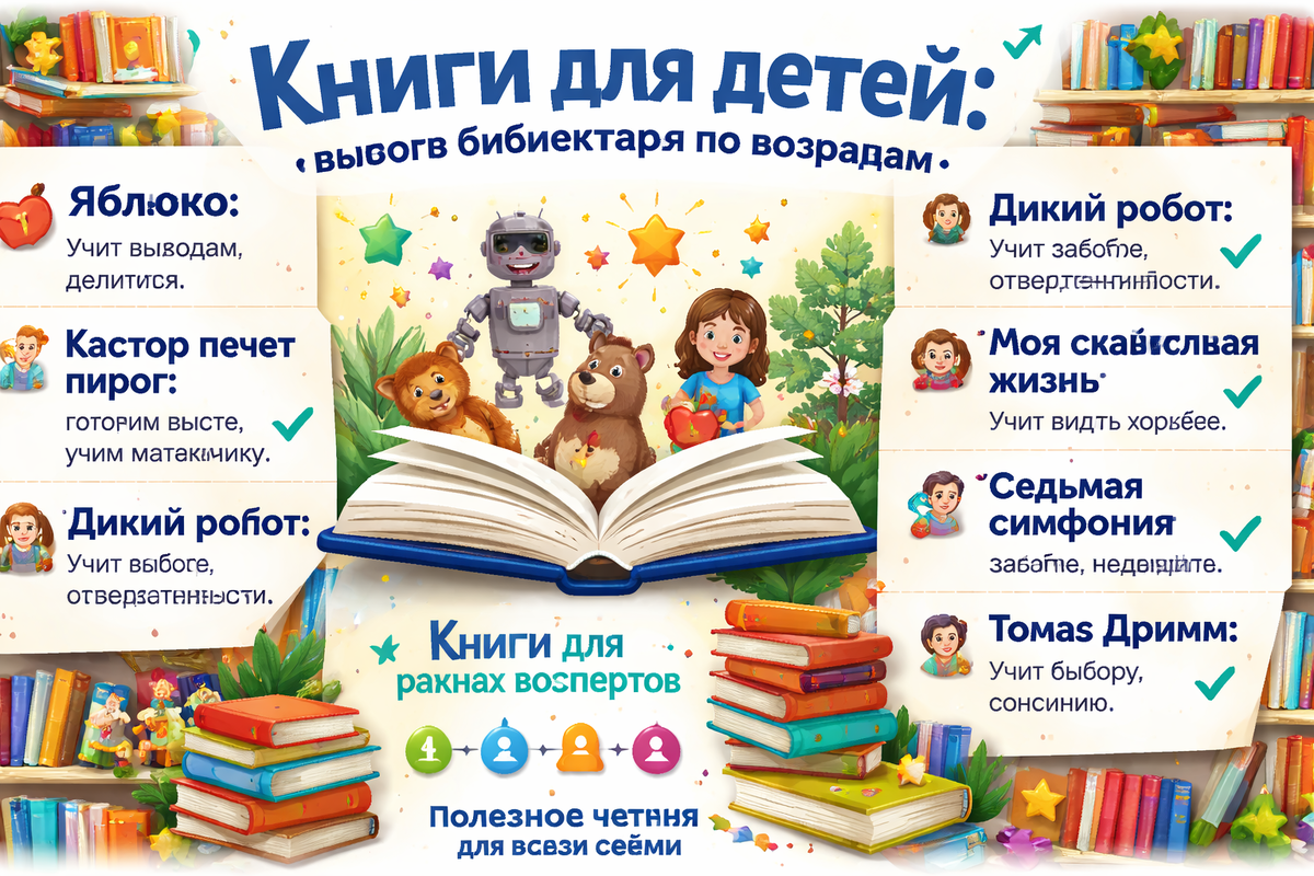 Книги для детей: выбор библиотекаря по возрастам  📷
