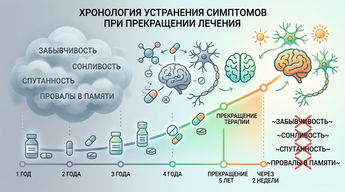 Пациенту становится лучше, он спит, тревога уходит. Через две недели курс должен закончиться.