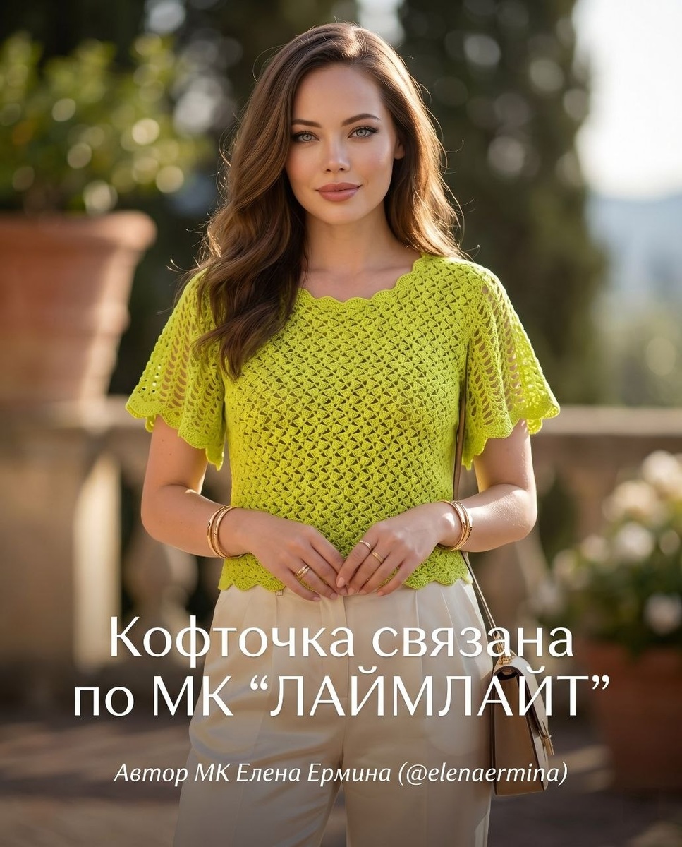 Фото автора работы и видео МК "ЛАЙМЛАЙТ" Вязание крючком для начинающих 👉 Елены Ерминой (@elenaermina) 