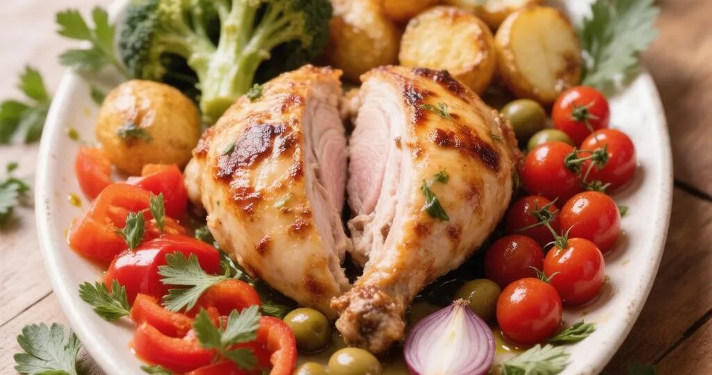 Курица по-гречески удивит даже гурманов: мясо будет нежным, а картофель будет хрустеть на зубах