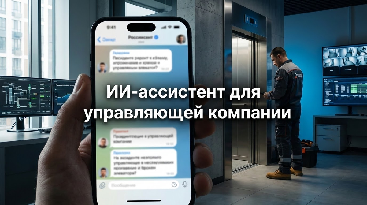 ИИ-ассистент управляющей компании принимает заявку жителя на неисправность лифта в Telegram и автоматически передает её бригаде с плановым сроком устранения