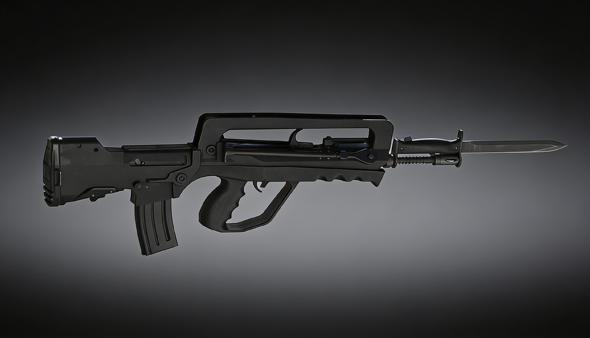 Французская FAMAS в боевой комплектации, с примкнутым штыком