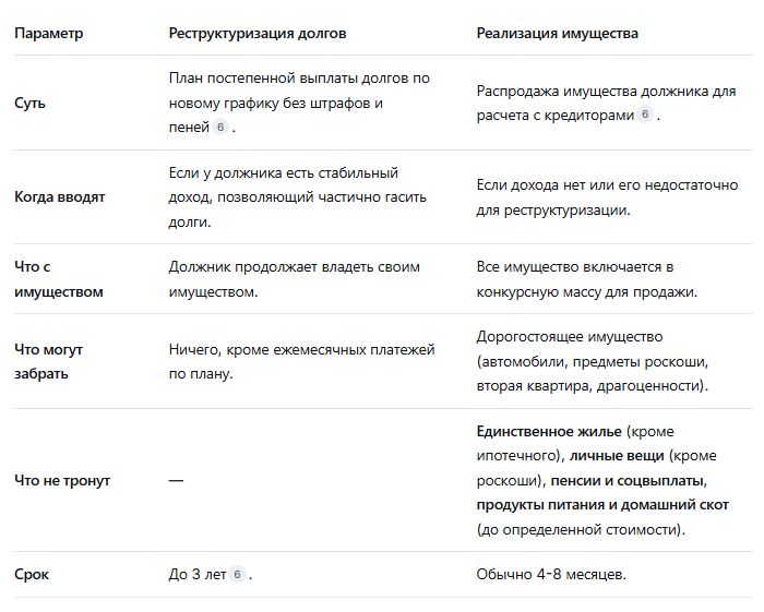 Основная процедура банкротства физического лица