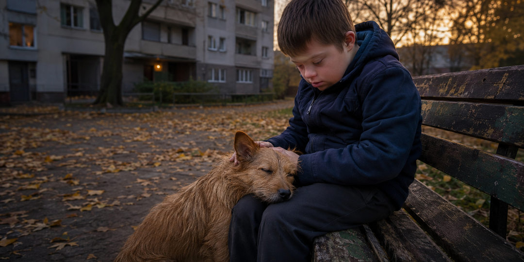 Солнечный мальчик сидел один во дворе, пока к нему не подбежала рыжая дворняга и не изменила всю его жизнь