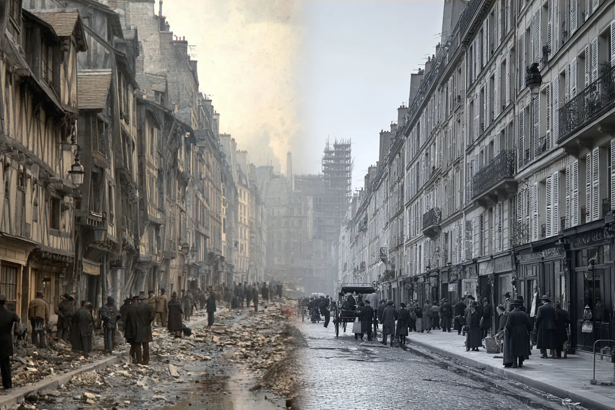 1850–1870 годы, Париж. Барон Осман сносит 20 000 старых домов и строит на их месте широкие бульвары. Город становится красивым и удобным для богатых. А бедняки… исчезают. Их просто выселяют на окраины. Почти 300 тысяч человек за 20 лет. Никаких трущоб — никаких проблем.
