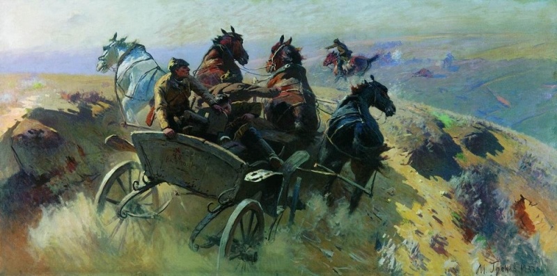 Тачанка (Выезд на позиции). Художник: М. Греков. 