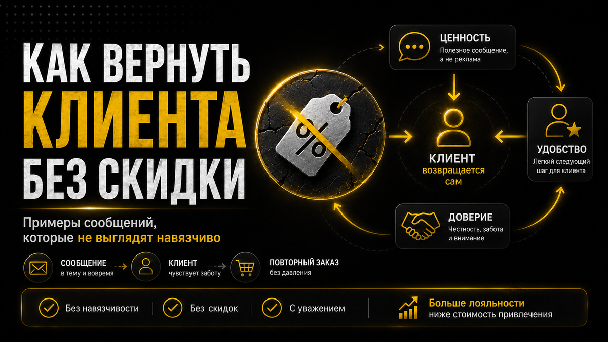 Как вернуть клиента без скидки: примеры сообщений, которые не выглядят навязчиво