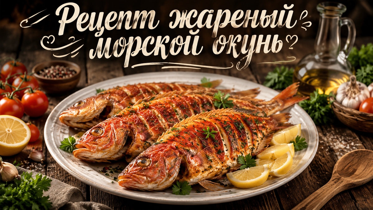 Жареный морской окунь 