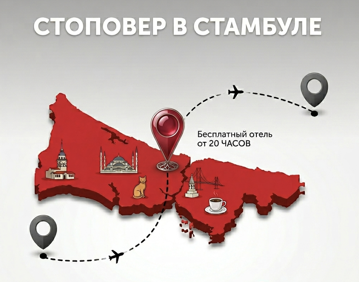 Если коротко: авиакомпания бесплатно дает вам отель в Стамбуле (4* или 5*), чтобы вы не просто сидели в аэропорту, а погуляли по городу
