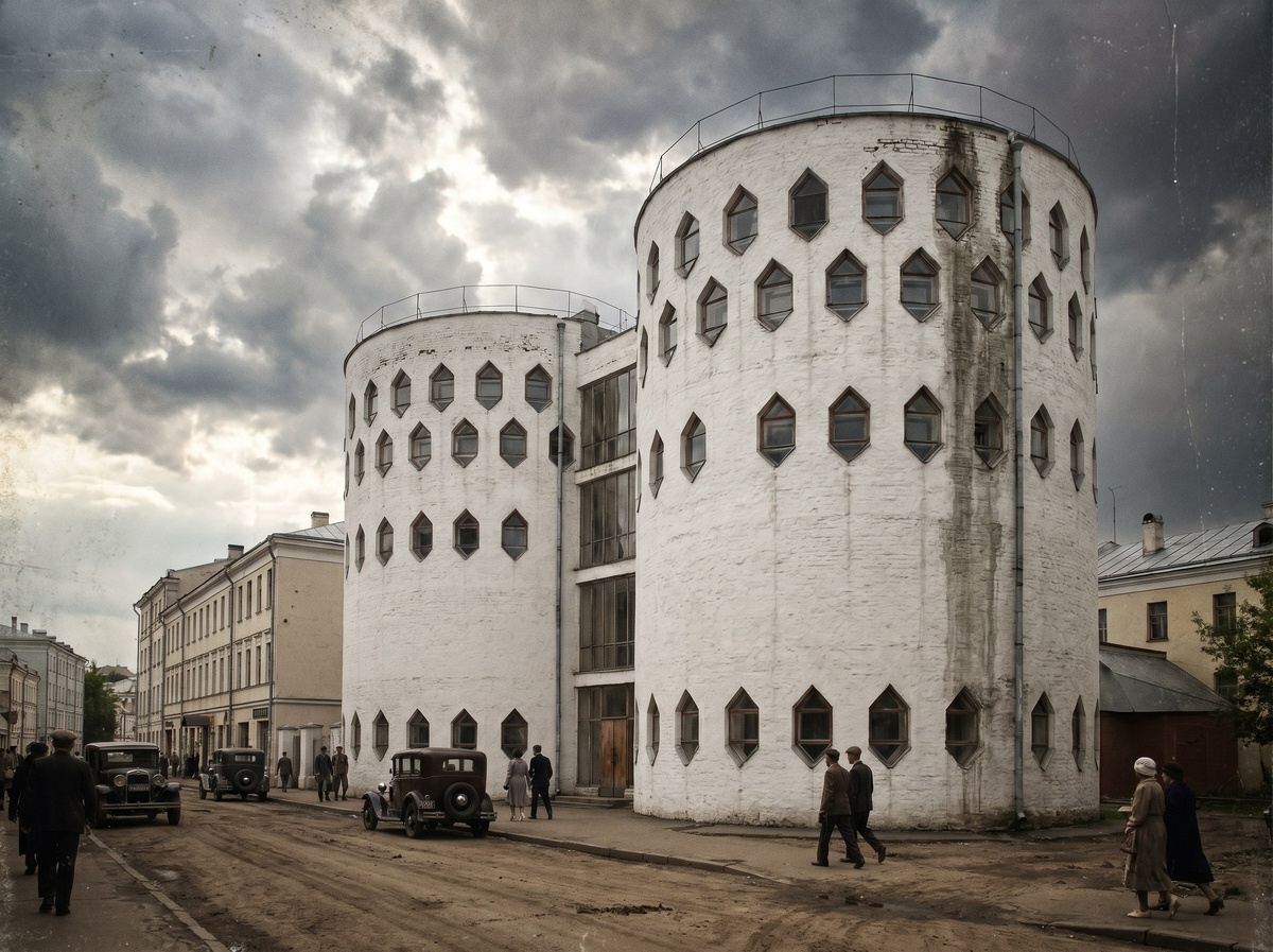 Дом Мельникова, Кривоарбатский переулок, 10. Москва, 1927–1929.