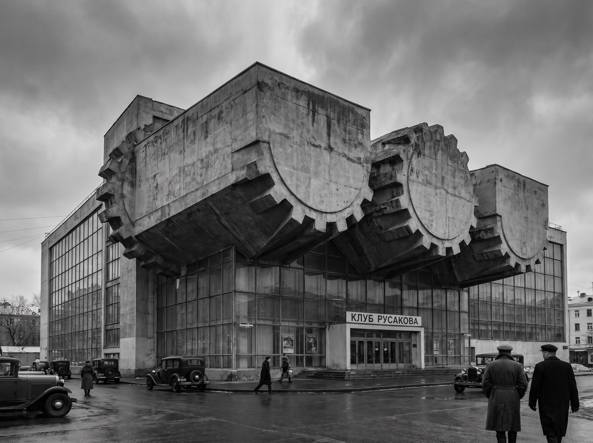 Клуб имени Русакова, Москва, 1927–1929. Три консольных зала — как ш