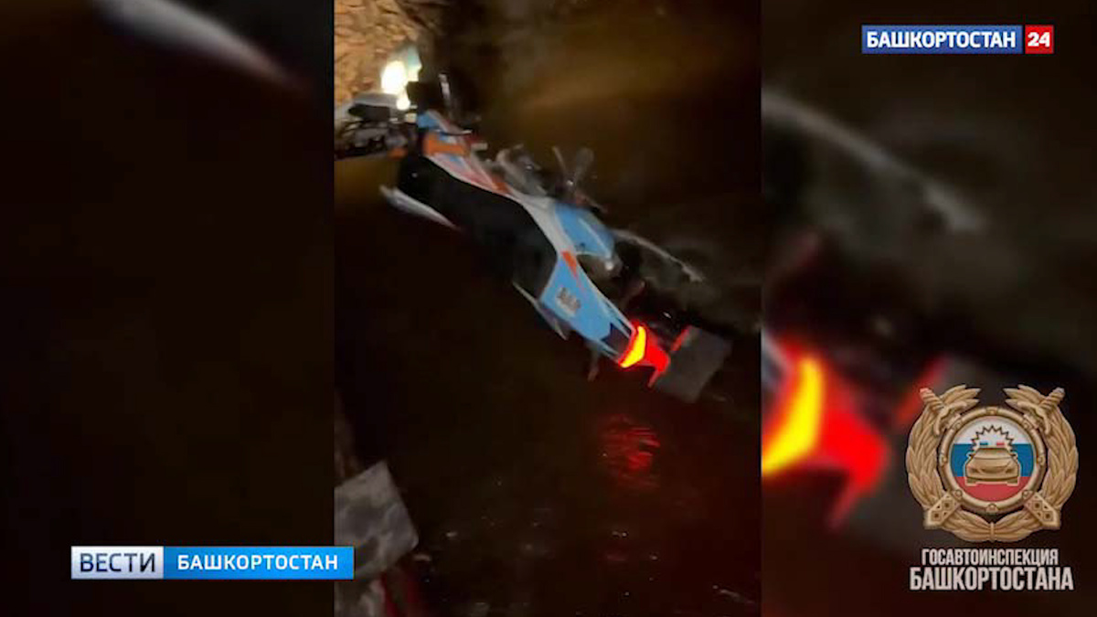    В Башкирии школьник пытался скрыться от ГАИ на кроссовом мотоцикле, но попал в канаву