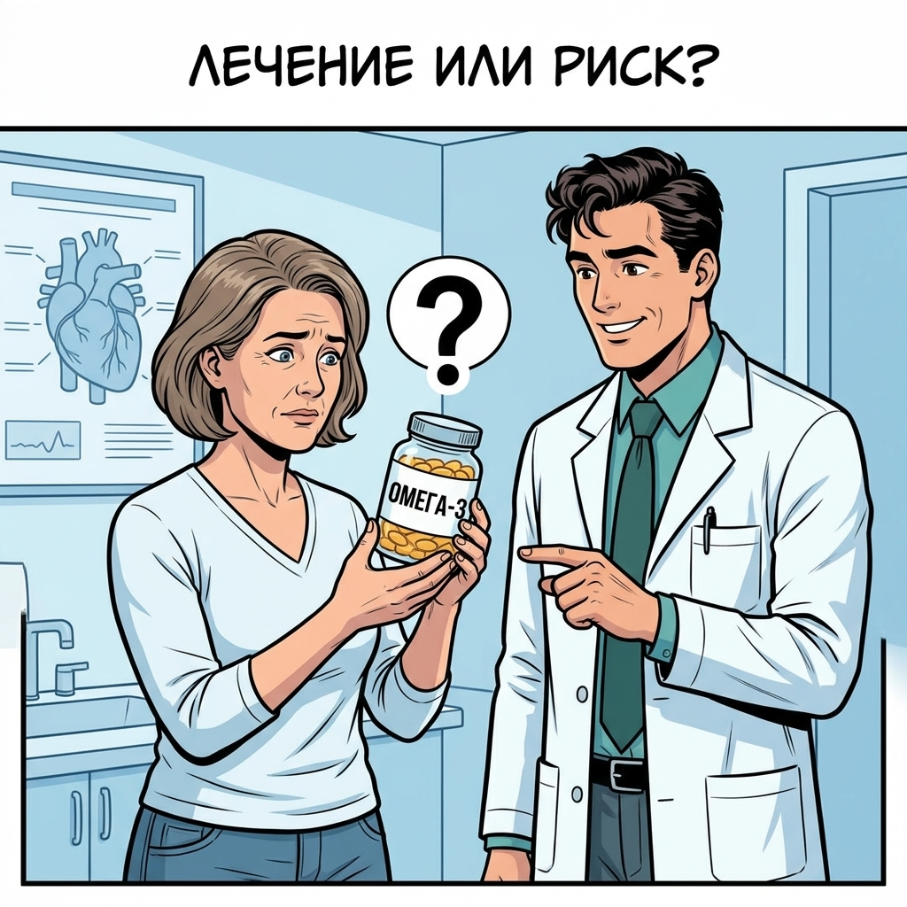 «Все пьют» — это, наверное, самый опасный медицинский аргумент после «а мне соседка посоветовала». Сегодня на приёме женщина с баночкой рыбьего жира и лёгким повышением холестерина. История получилась показательной.