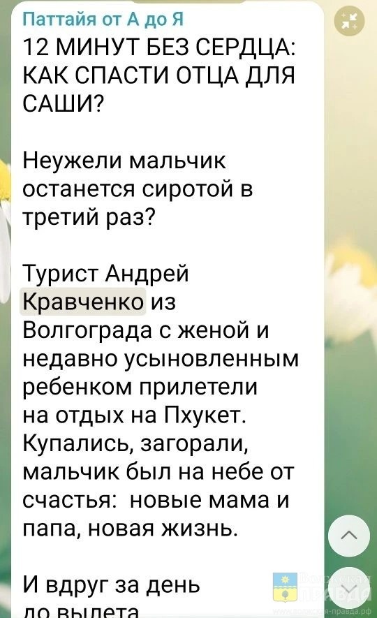 Скриншот с ТГК «Паттайя от А до Я»📷    Умер в НИИ Склифосовского: туриста из Волгограда парализовало в Таиланде
