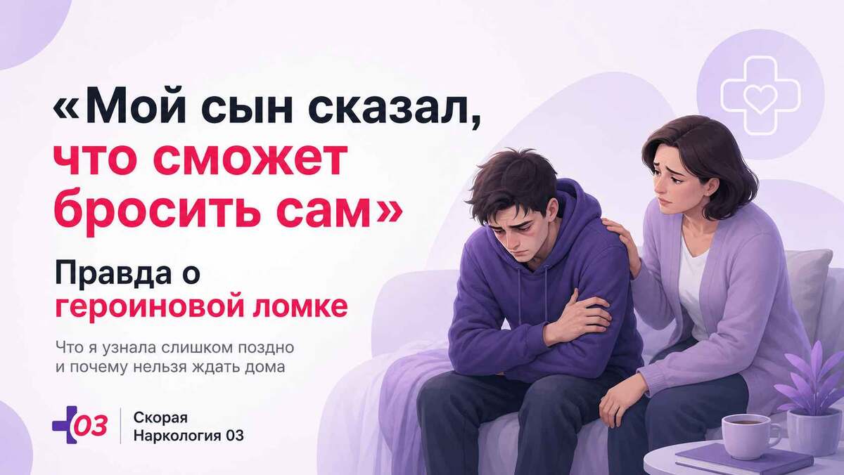 Героиновая ломка - не состояние, которое стоит «перетерпеть дома». Даже если близкий обещает справиться сам, семье важно вовремя обратиться за медицинской помощью.