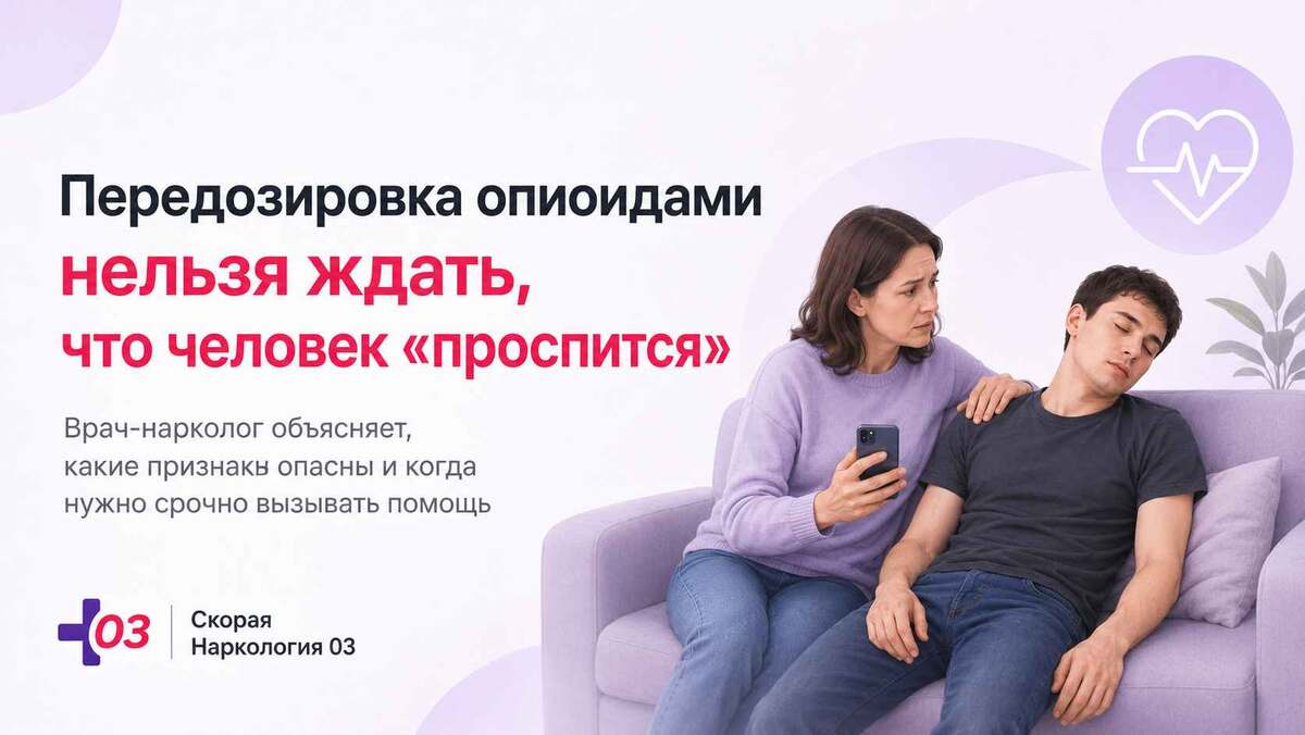 Передозировка опиоидами может выглядеть как глубокий сон, но на самом деле человек может переставать нормально дышать. В такой ситуации нельзя ждать, что он «проспится».