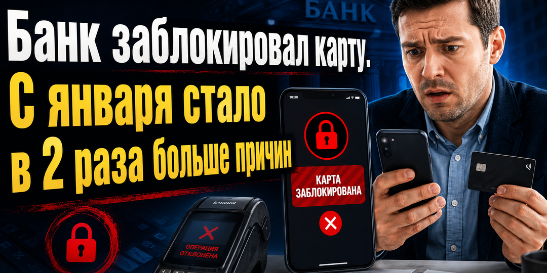 Банк заблокировал карту. С января стало в 2 раза больше причин