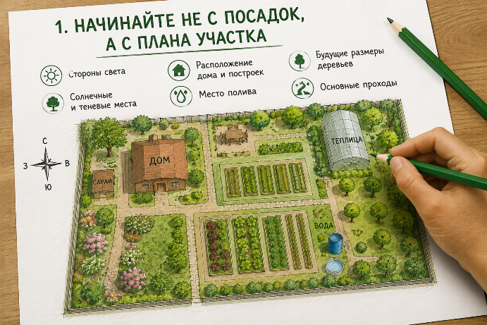 Начинайте не с посадок, а с плана участка  