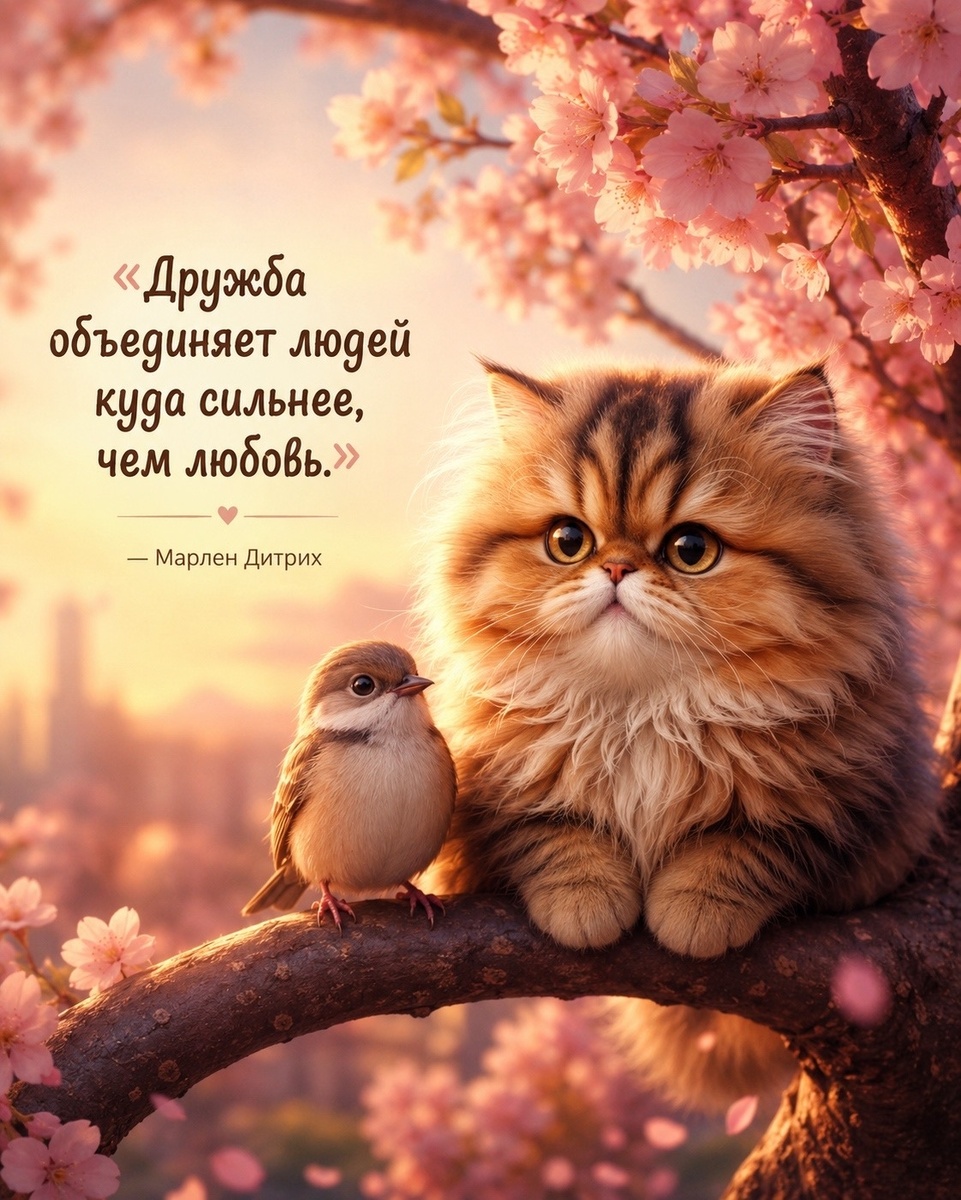открытки про дружбу с котиком