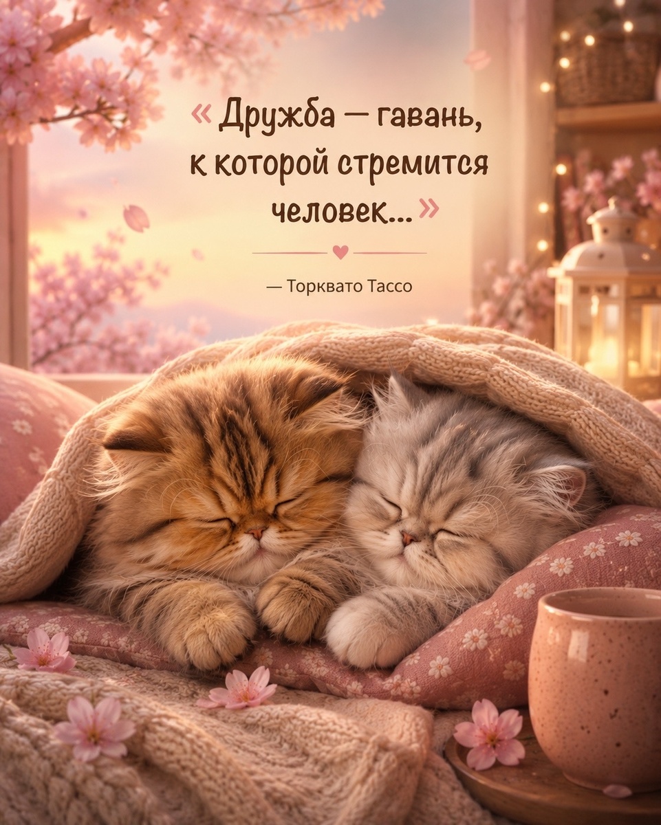 открытки про дружбу с котиком