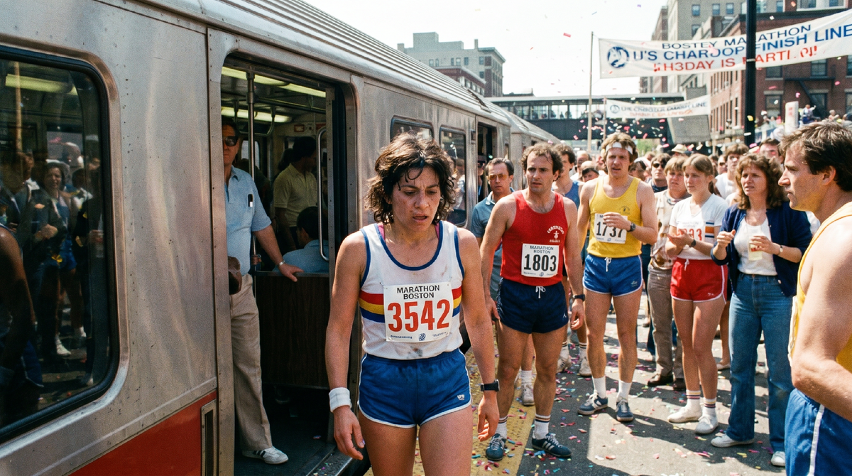 Розмари Руис - в 1980 пробежала марафон в Бостоне войдя в метро за километр до финиша 