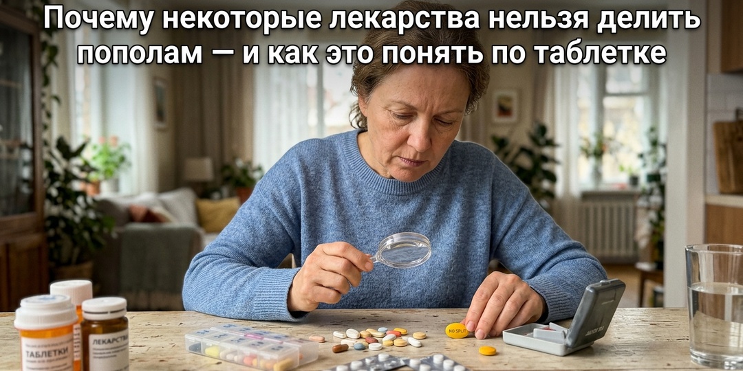 Почему некоторые лекарства нельзя делить пополам — и как это понять по таблетке