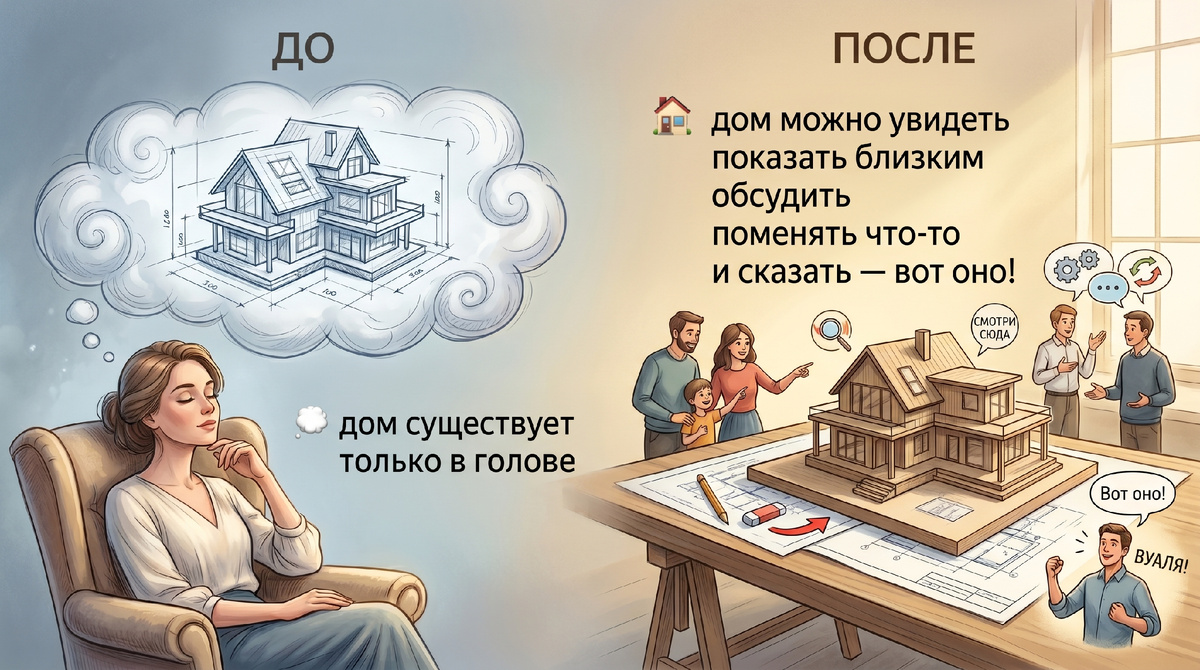 Всё. Никакой магии. Просто наконец видите своими глазами то, что до этого крутилось в голове.