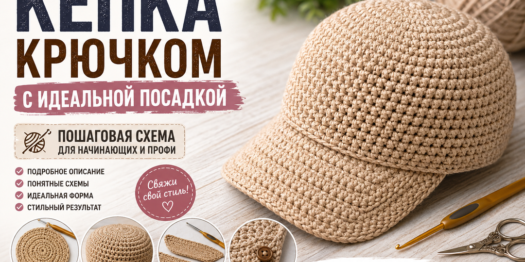 🎩 “Связать кепку крючком с идеальной посадкой: пошаговая схема для начинающих и профи”