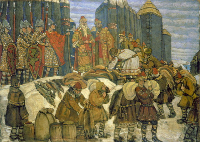 «Собирают дань». Картина Н. К. Рериха