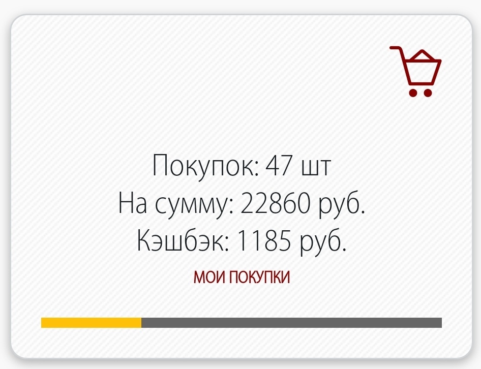 Скрин части дашборта экрана платформы (раздел личные покупки)