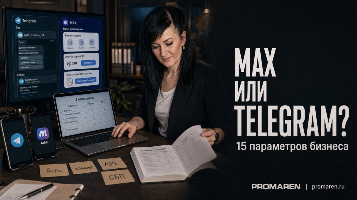    MAX vs Telegram бизнес: сравнение платформ для компаний в 2026 | Марина Погодина, PROMAREN Марина Погодина