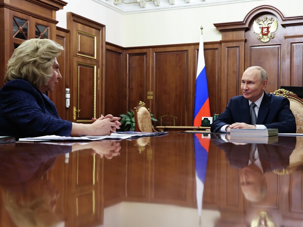    Президент РФ Владимир Путин и уполномоченный по правам человека в РФ Татьяна Москалькова во время встречи | © РИА Новости